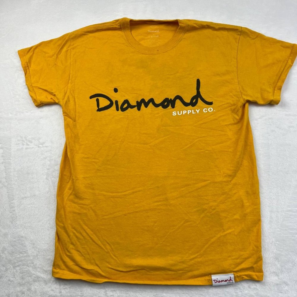 Diamond Supply Co. Shirt Mens Medium Yellow‎ Short Sleeve Crew Neck Cotton M